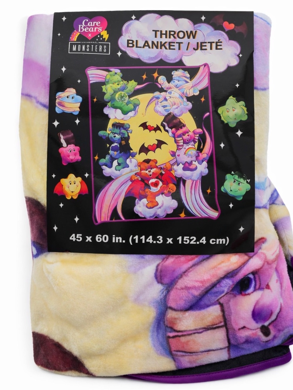 NWT Officially Licensed silver Buffalo Halloween Carebears throw blanket